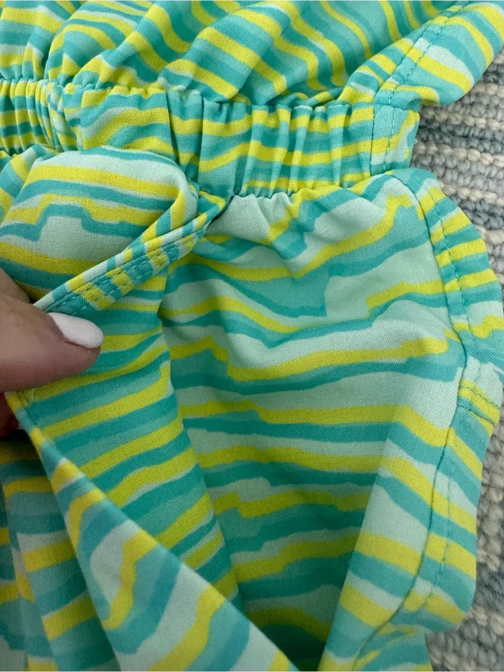 Zella Girls' Green & Yellow Striped Sleeveless Romper